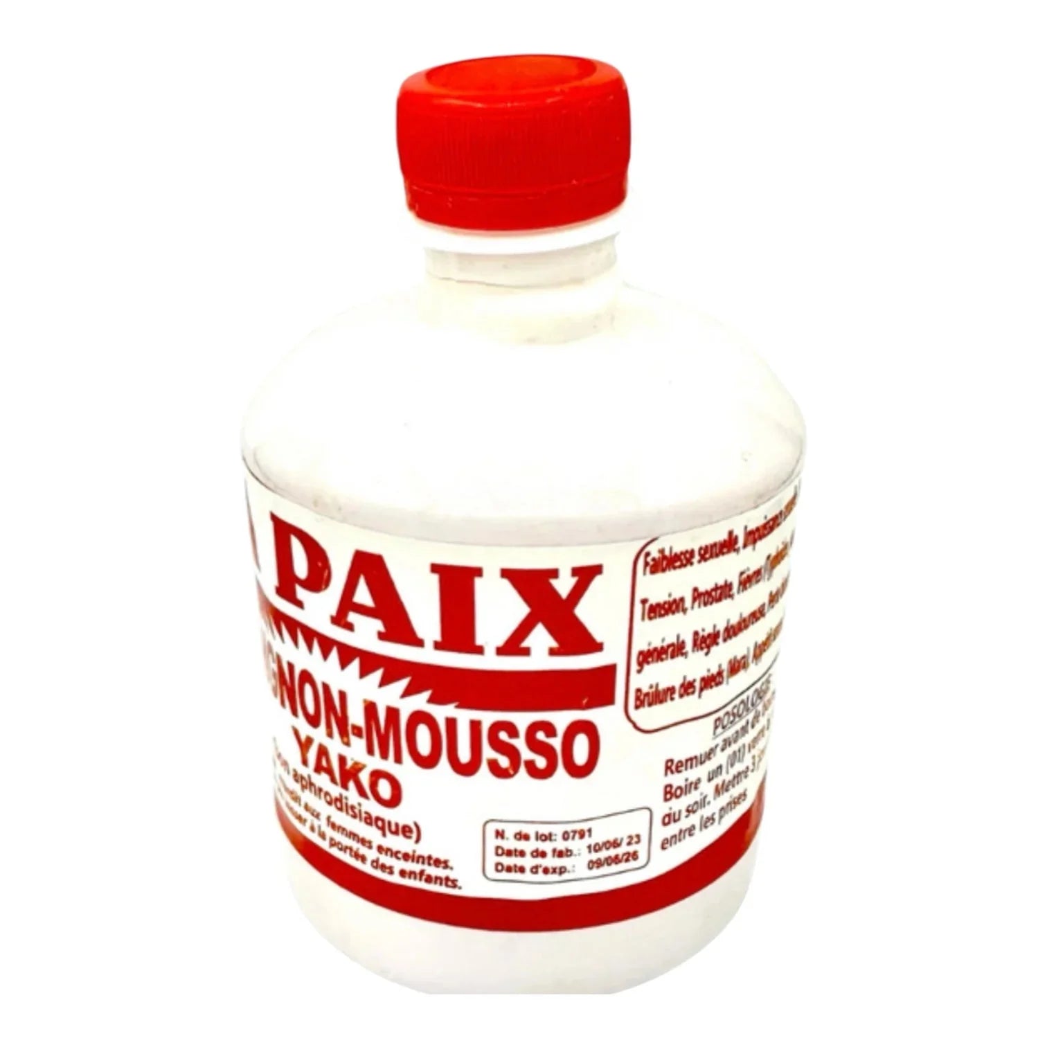 La Paix Congnon Drink 16 oz bottle with clear label and cap, showcasing a refreshing beverage stored in a transparent container.