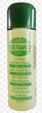 Mekako Refreshing Skin Lotion bottle with clear label, showcasing its hydrating and soothing skincare benefits.