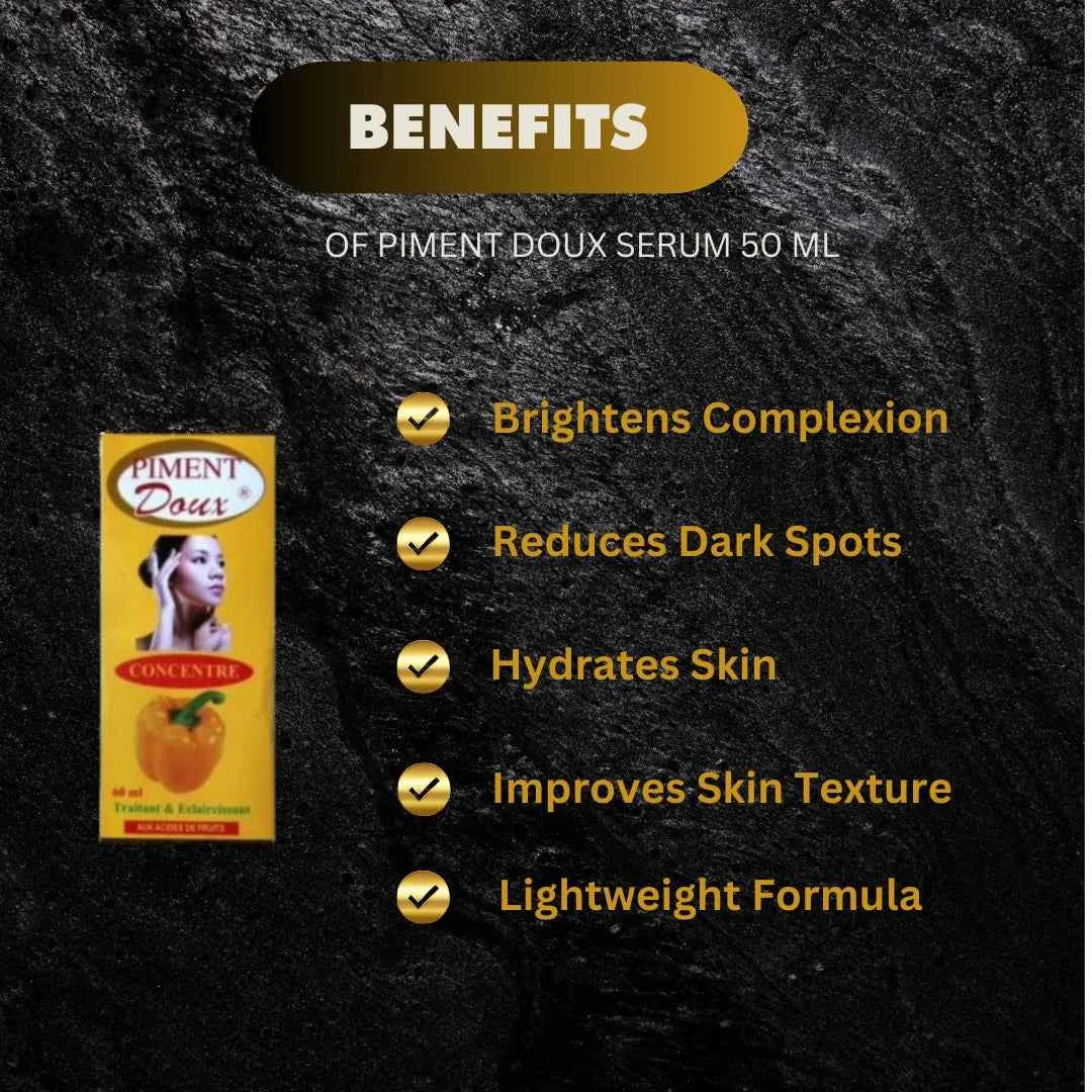 Piment Doux botanical extracts serum in a 60 ml bottle, with a clear dropper and elegant packaging.