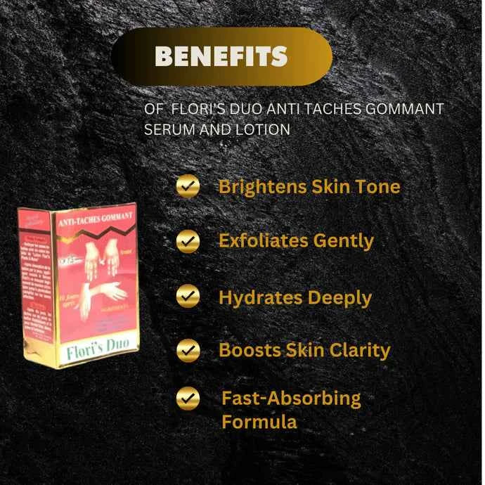 Flori Piment Doux Serum 50ml and Lotion set with botanical ingredients, featuring a sleek bottle and elegant packaging.