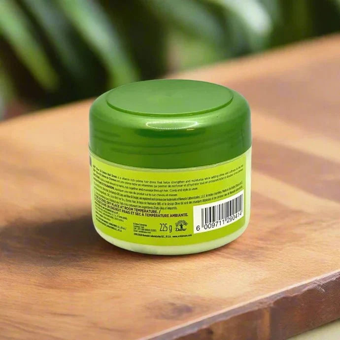 ORS Olive & Castor Oil Enriched Hair Cream in 225g jar, smooth and nourishing hair treatment with natural oils.