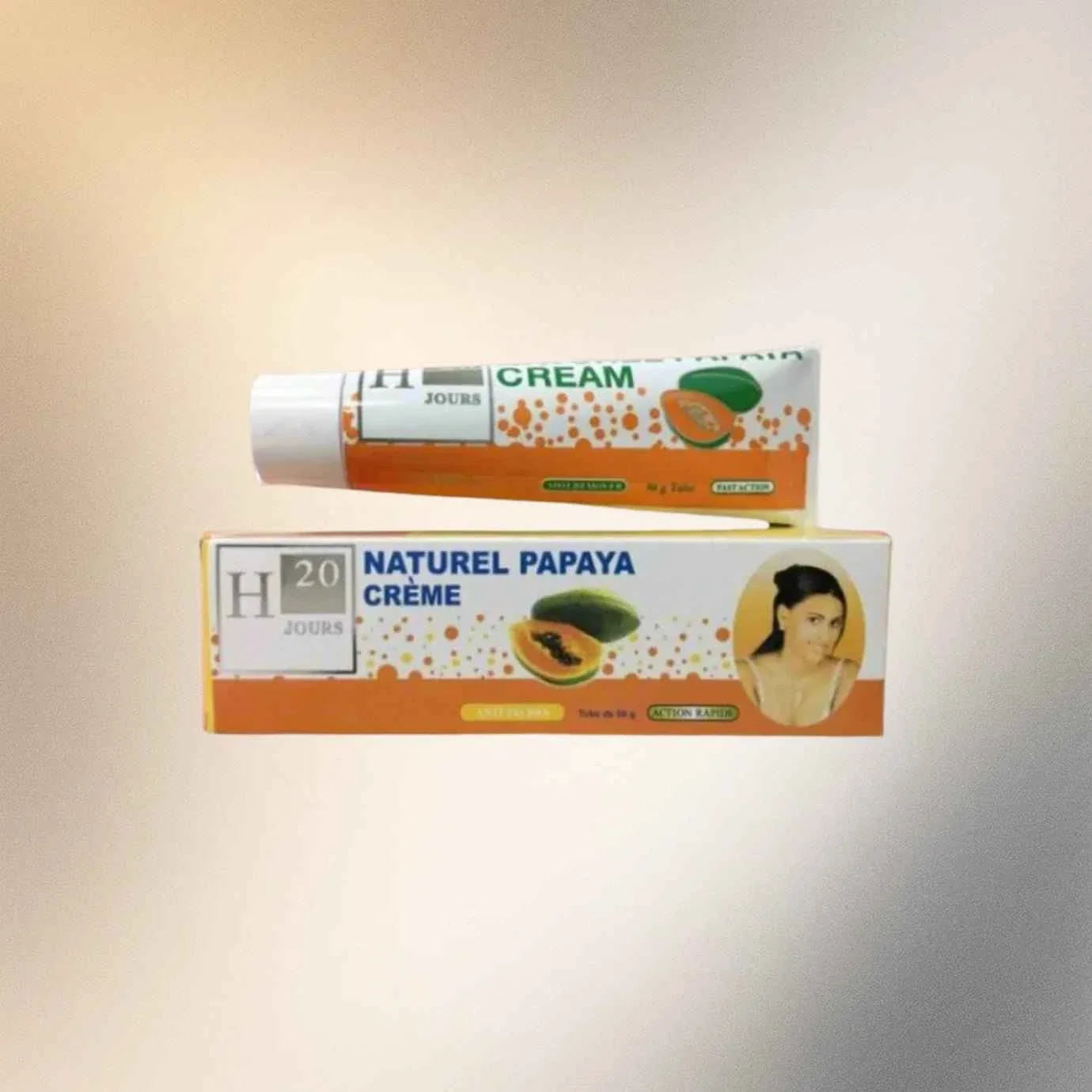 Pack of 10 H20 Jours Natural Papaya Cream 50g jars, skincare product with nourishing and brightening properties.