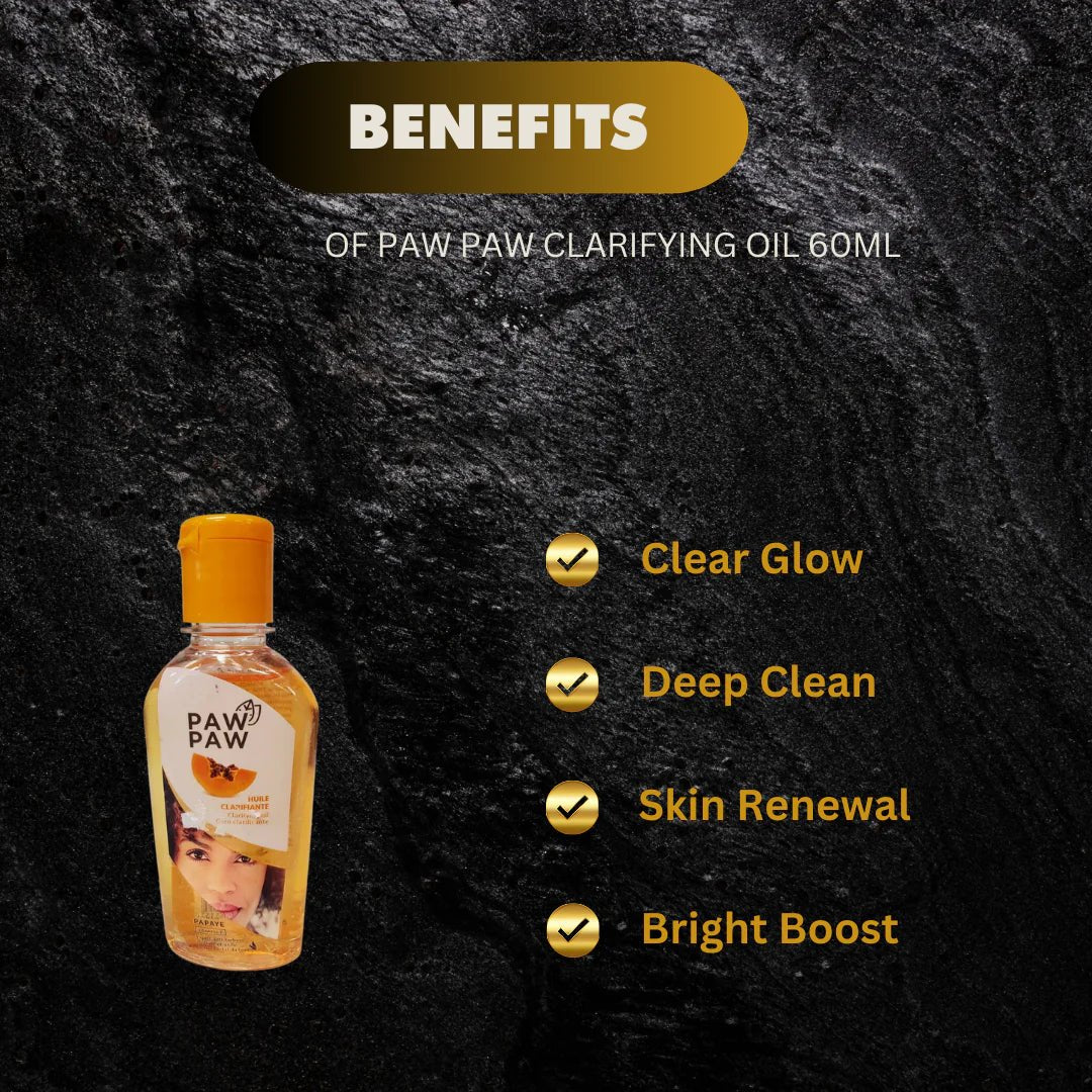 Paw Paw Clarifying Face Oil with Papaya Extract in a 60ml bottle, showing the product with its label and dropper applicator.