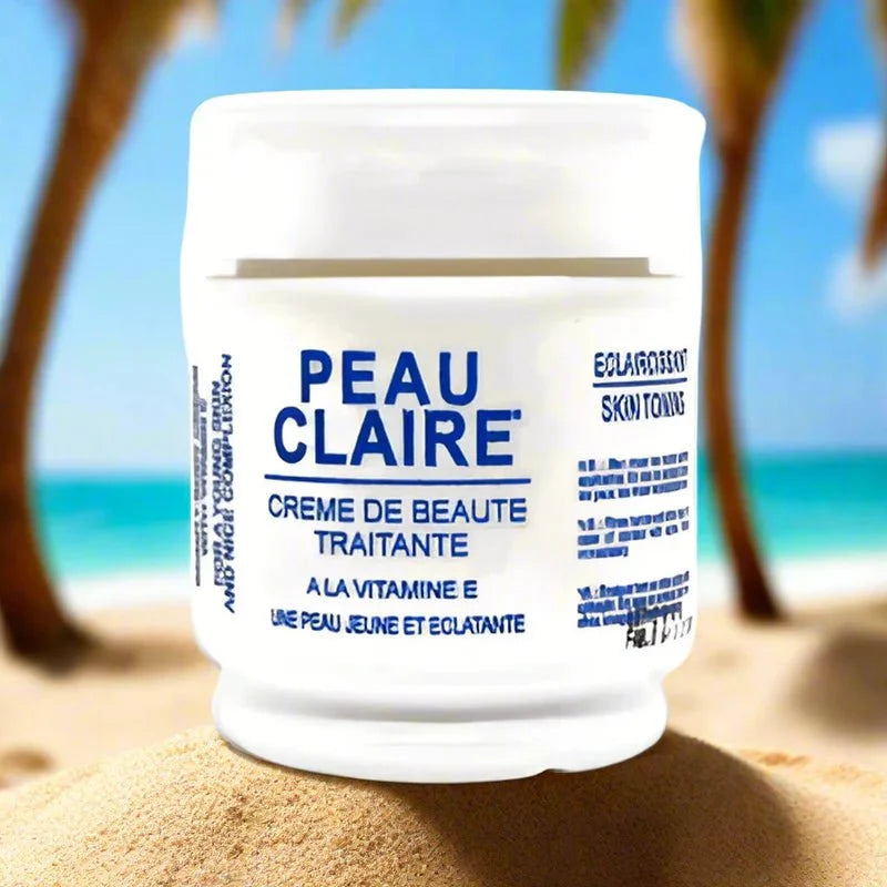 Peau Claire Beauty Body Cream with Vitamin E, 11.16 oz, nourishing moisturizer in a white jar with a blue lid.
