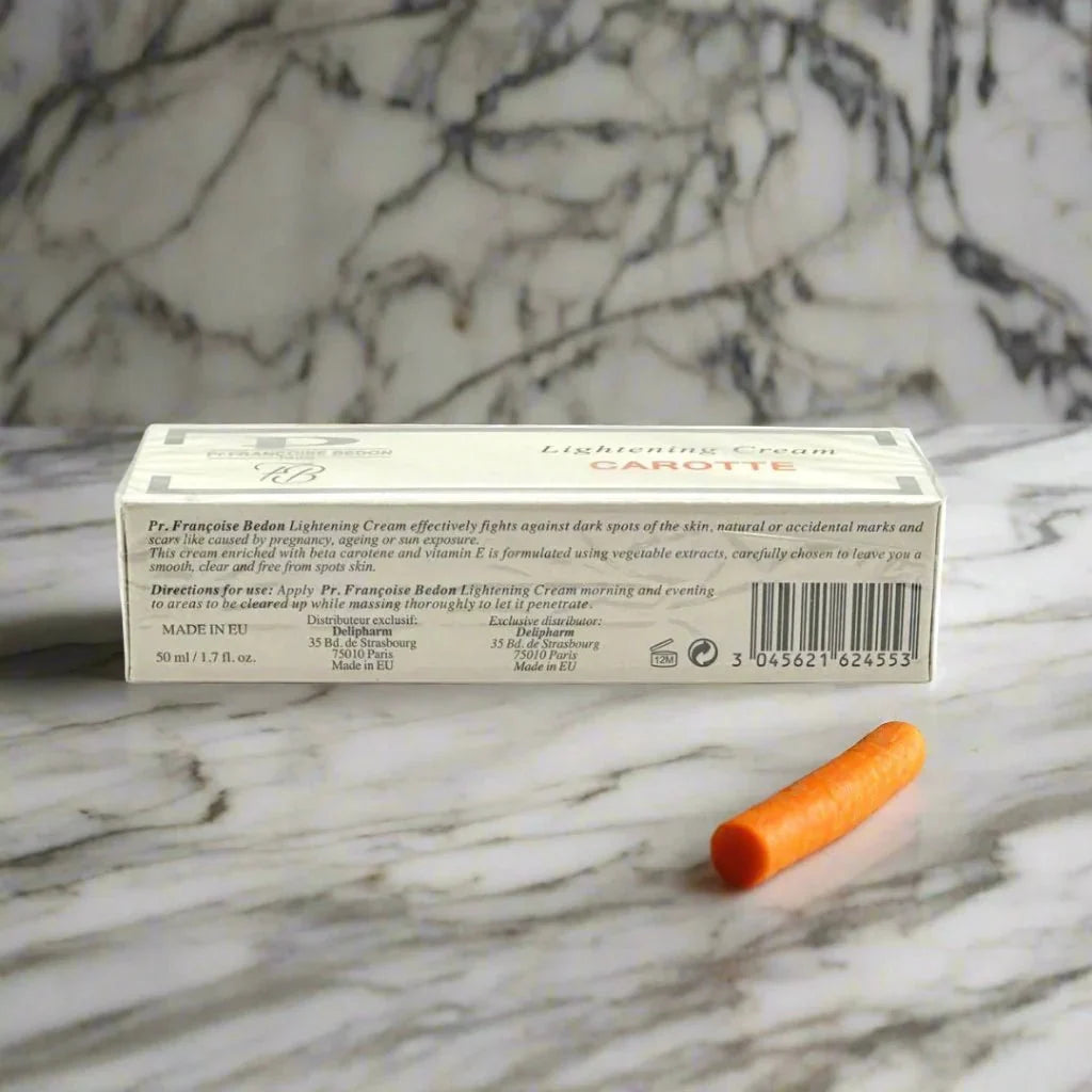 Pr. Francoise Bedon Carrot Cream in 1.69 oz jar, smooth orange cream with natural ingredients, for skincare and nourishment.