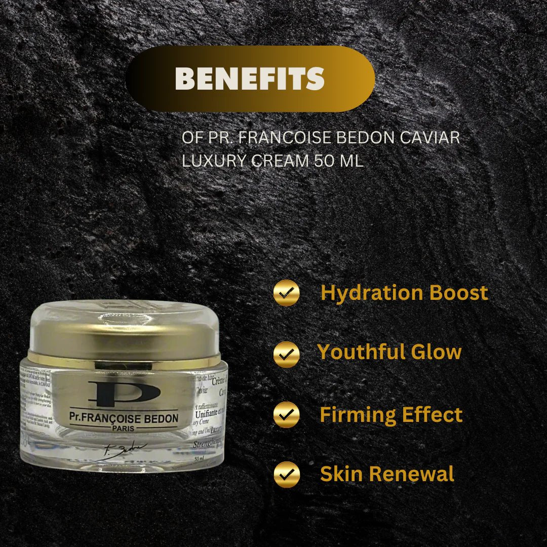 Pr. Francoise Bedon Caviar Luxury Cream 50ml jar with elegant packaging and smooth cream inside, designed for skincare.