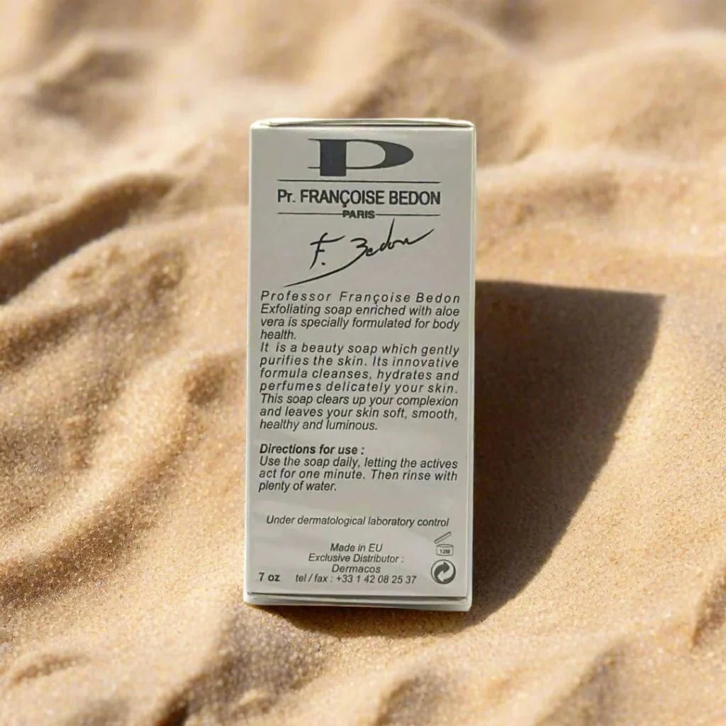 Pr. Francoise Bedon Energie Scrubbing Soap 7 oz featuring natural ingredients and exfoliating texture in a clear soap bar.