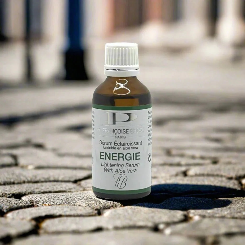 Pr. Francoise Bedon Energie Serum bottle, 1.66 oz / 50ml, with sleek packaging and pump dispenser for skincare.