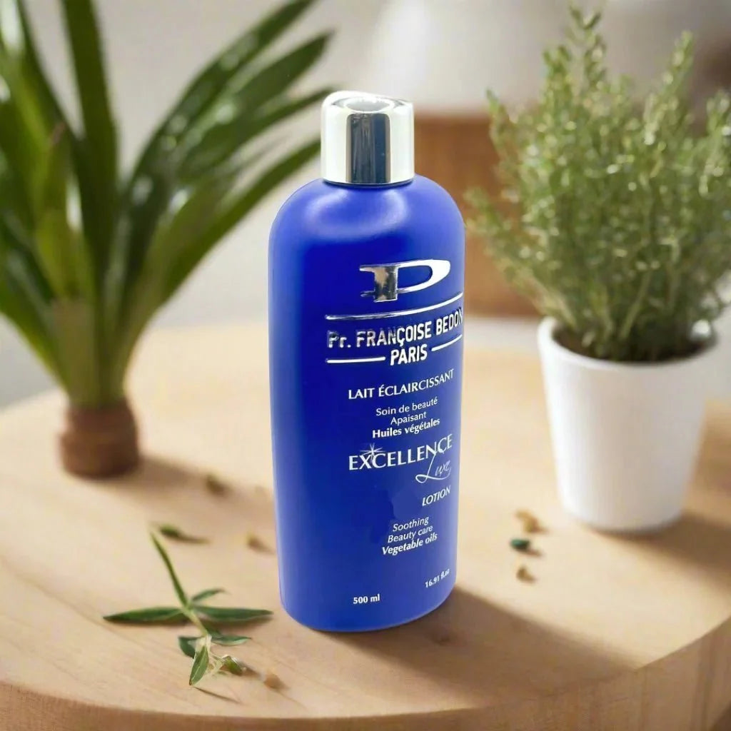 Pr. Francoise Bedon Excellence Body Lotion in 16.8 fl oz bottle with smooth, creamy texture and elegant packaging.