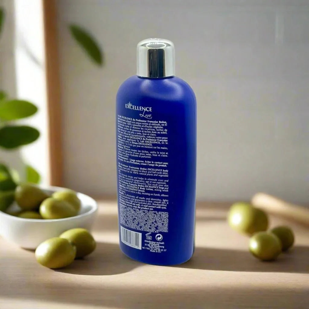 Pr. Francoise Bedon Excellence Body Lotion in 16.8 fl oz bottle, creamy lotion with smooth texture, designed for nourishing skin.