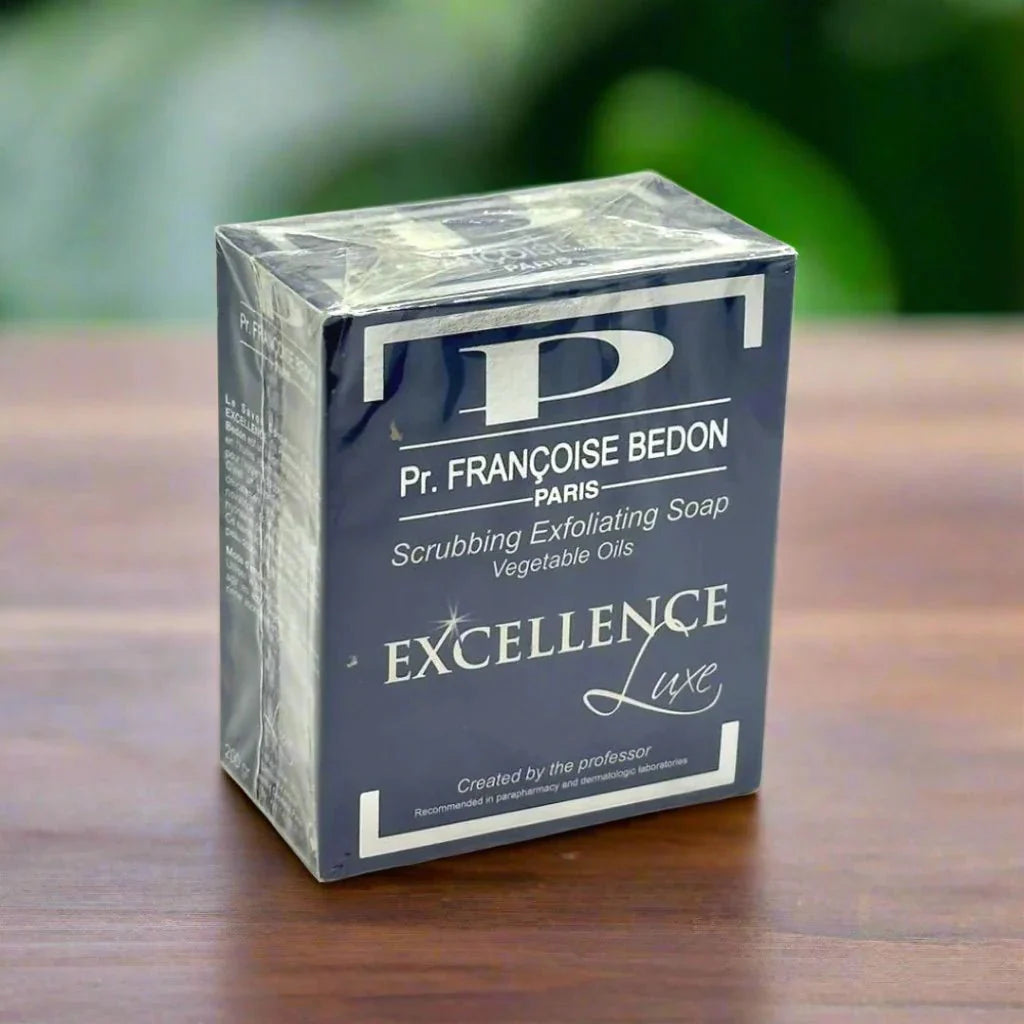 Pr. Francoise Bedon Excellence Luxury Soap 7 oz / 200g with elegant packaging and creamy soap bar for a luxurious skincare experience.