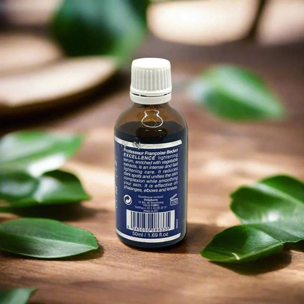 Pr. Francoise Bedon Excellence Serum in a 1.66 oz (50 ml) bottle, showcasing its elegant packaging and clear serum inside.