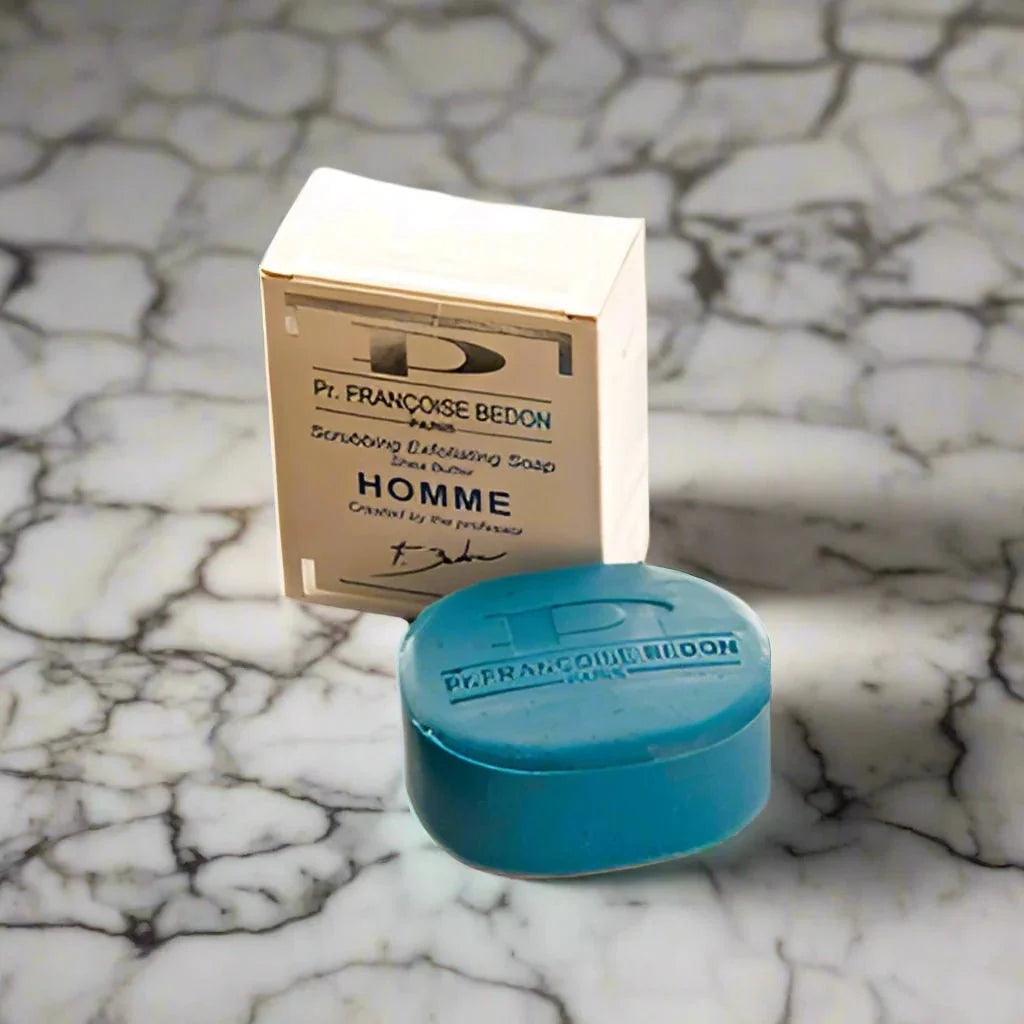 Pr. Francoise Bedon Homme soap 200g bar with natural ingredients, designed for men's skincare and cleansing.