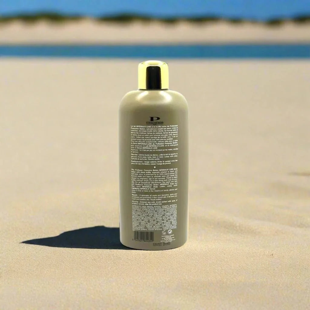 Pr. Francoise Bedon luxury body lotion in a 500ml bottle, featuring elegant packaging and smooth, hydrating lotion visible in the image.