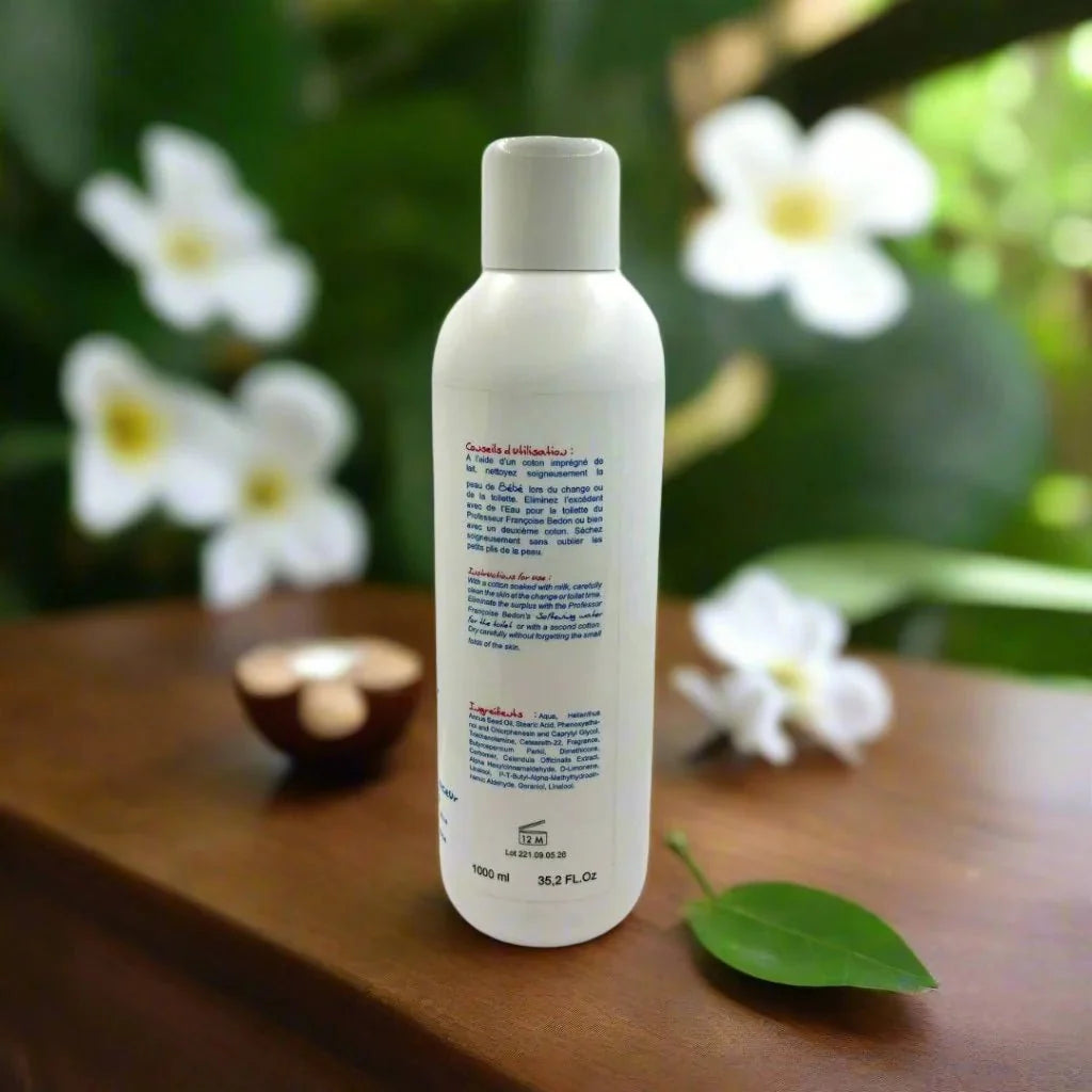 Pr. Francoise Bedon moisturizing baby lotion in a large 35.2 fl oz bottle, gentle and nourishing for baby's skin.