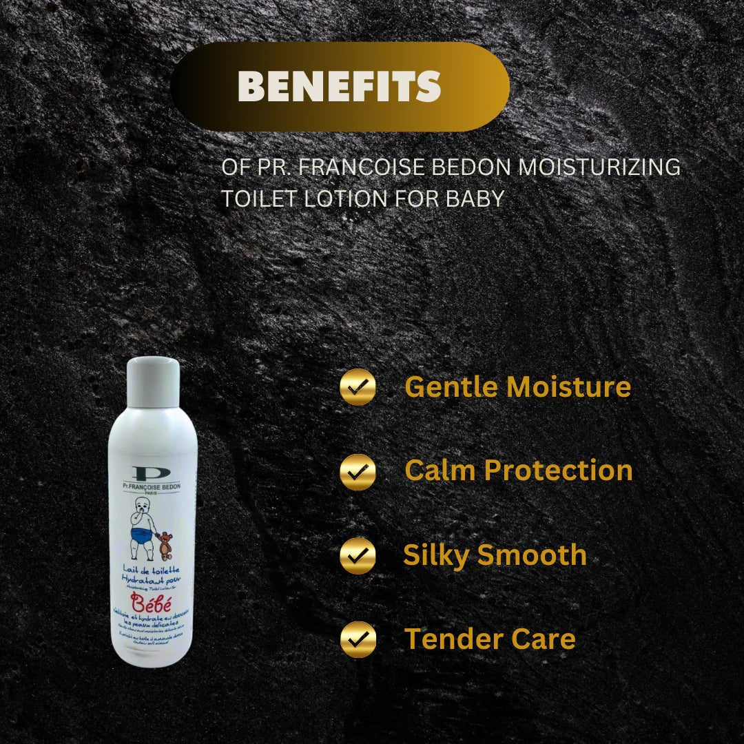 Pr. Francoise Bedon moisturizing baby lotion in a large 35.2 fl oz bottle, gentle for baby's skin.