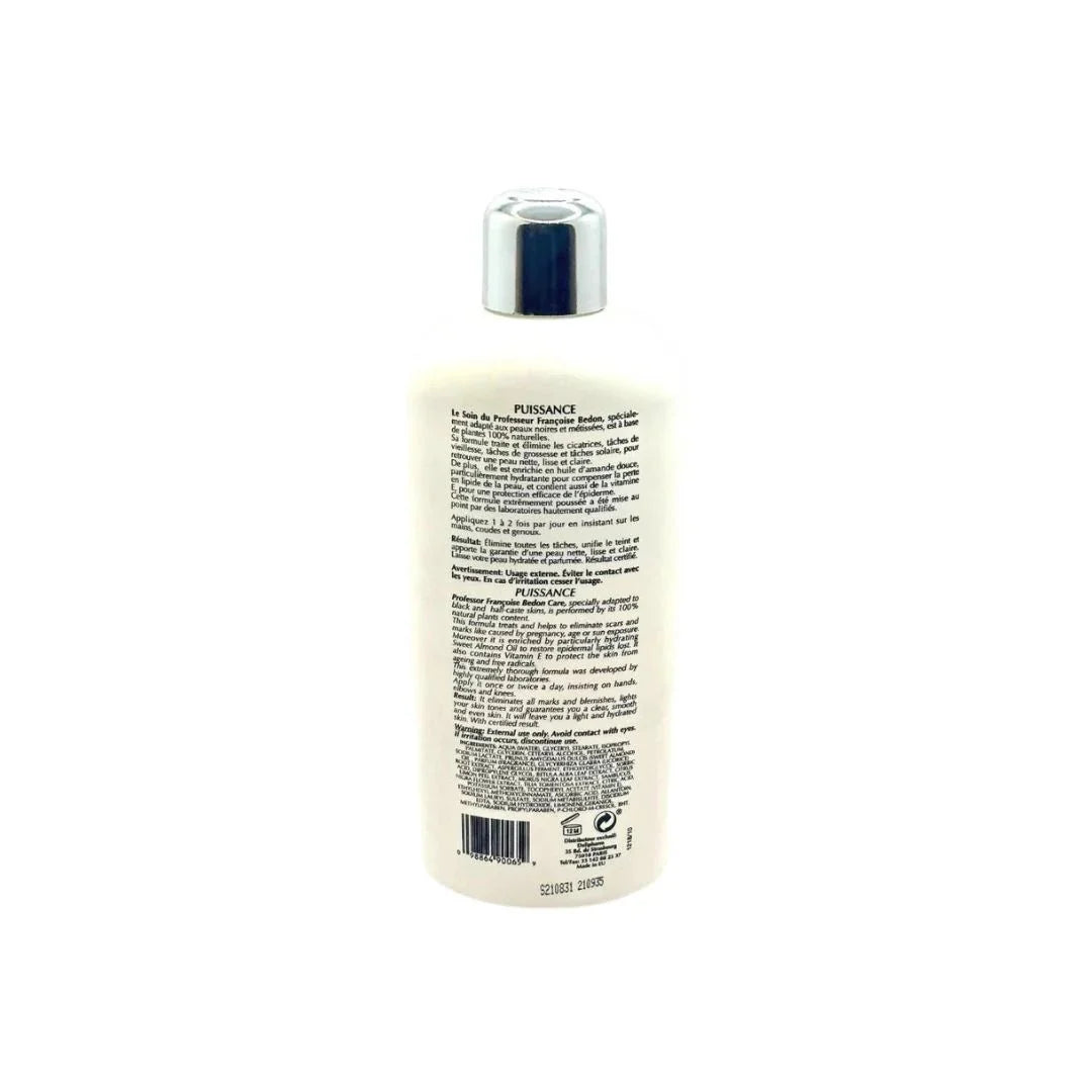 Pr. Francoise Bedon Puissance Body Milk in 16.8 oz bottle, creamy moisturizing lotion for smooth skin.