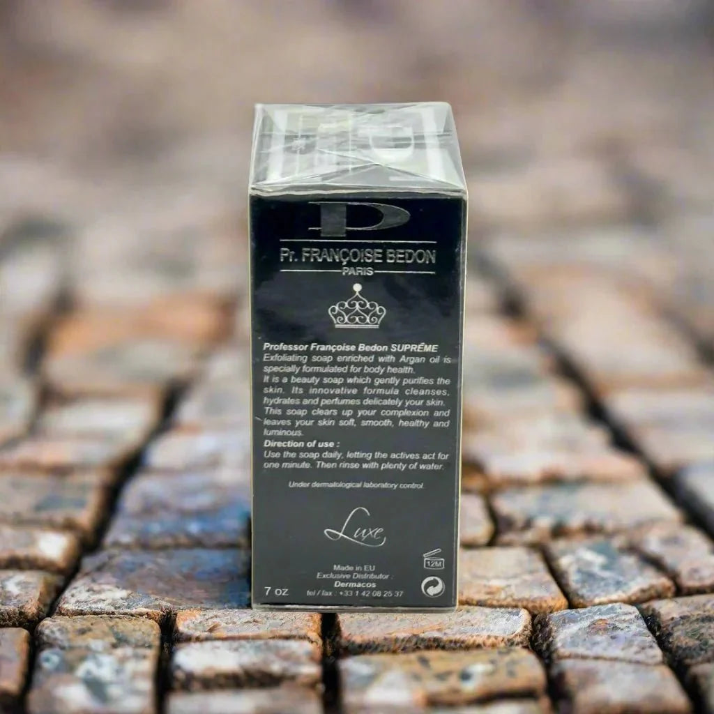 Pr. Francoise Bedon Supreme Soap in 7 oz / 200 g, featuring a luxurious soap bar with elegant packaging and rich lather.