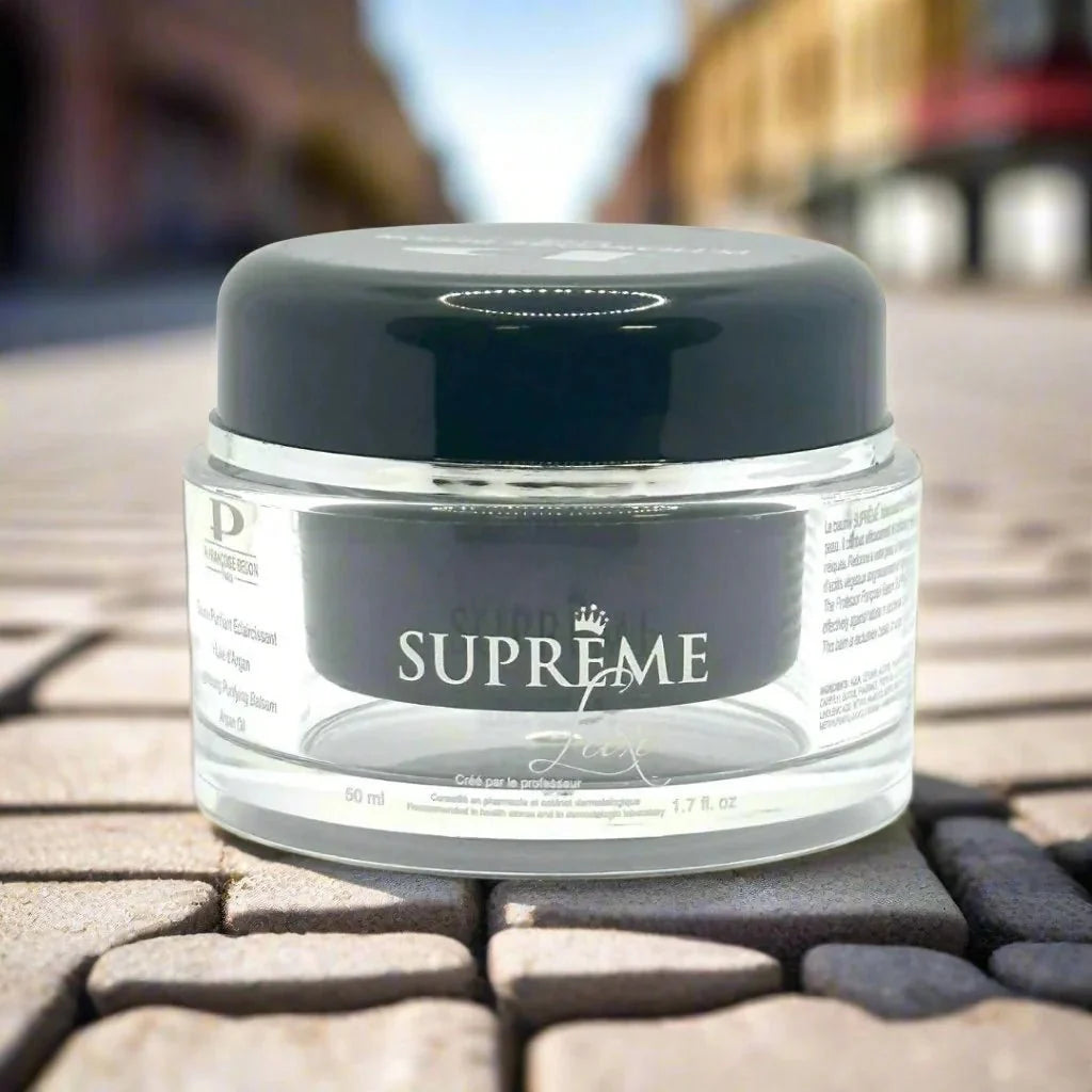Pr. Francoise Supreme Purifying Balm with Argan oil in 50ml jar, showing the sleek packaging and product label.