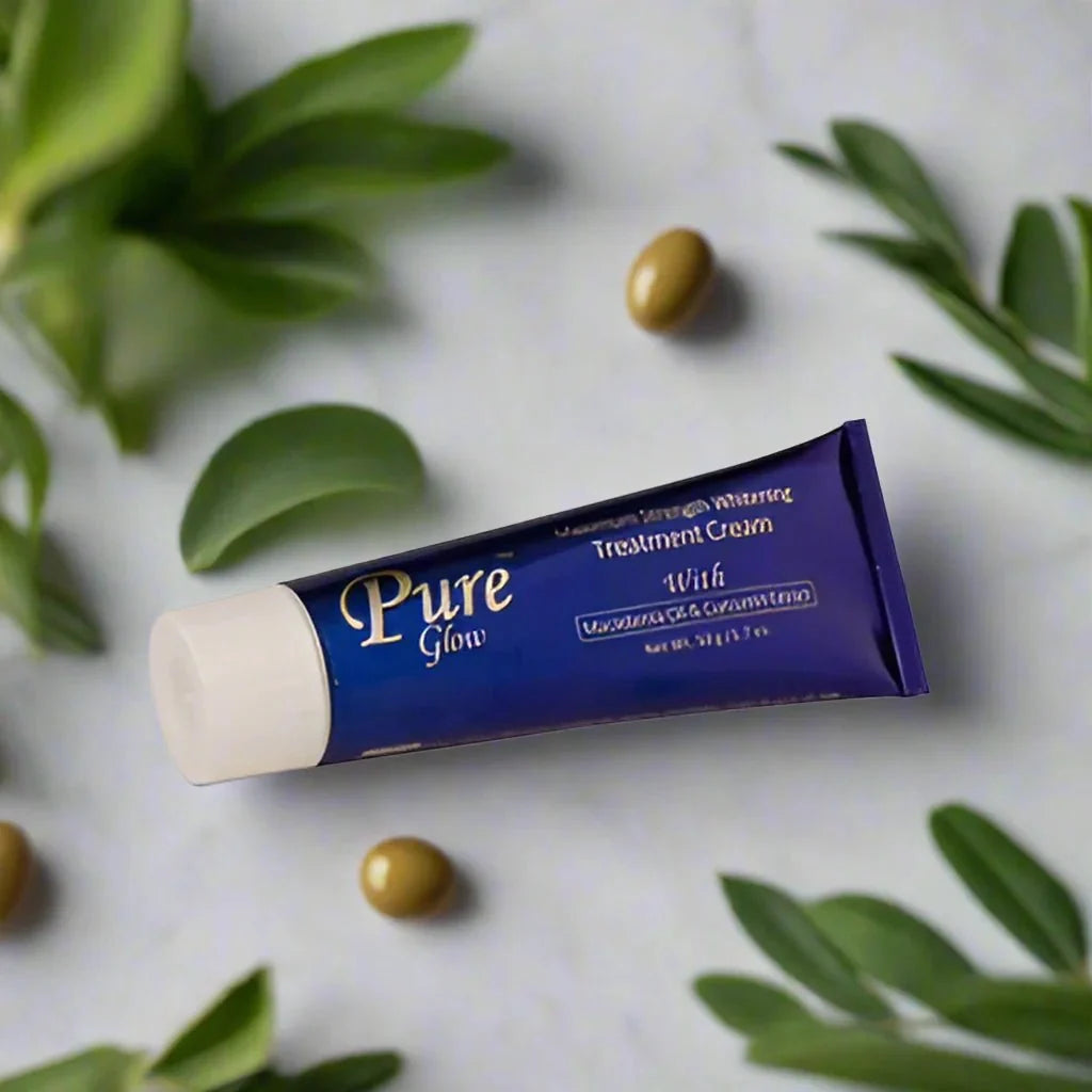 Pure Glow Maximum Strength Cream in a 1.7 oz jar, featuring a smooth, white moisturizer with a clean, minimal design.