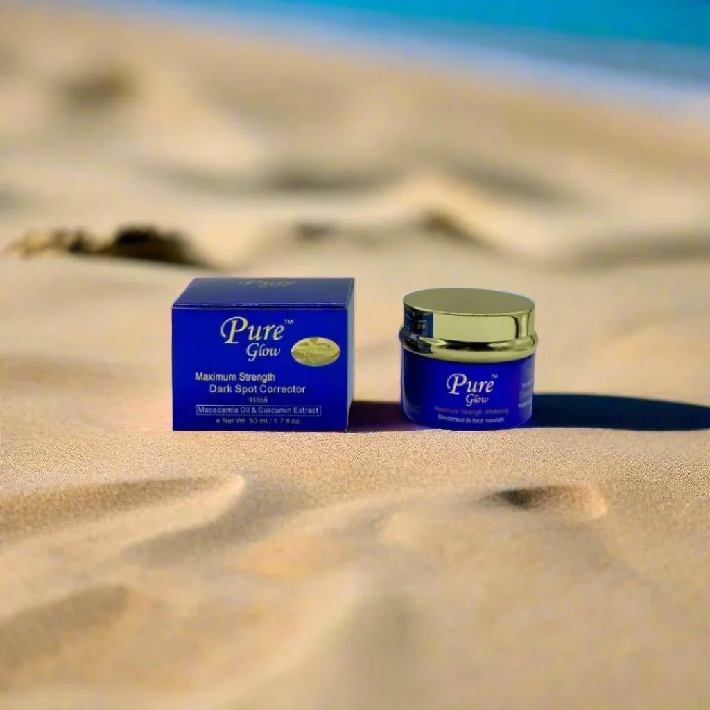 Pure Glow Maximum Strength Radiance Cream 1.7 oz jar showing smooth, brightening cream inside a clear container.