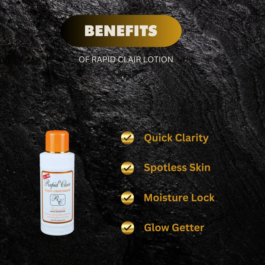 Rapid Clair nourishing body lotion with botanical extracts in a 700ml bottle, showcasing smooth lotion and natural ingredients.