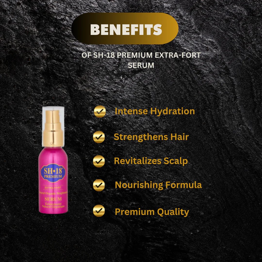 SH-18 Premium Antioxidant Face Serum in 50ml bottle, showcasing clear serum with a sleek design and pump dispenser.