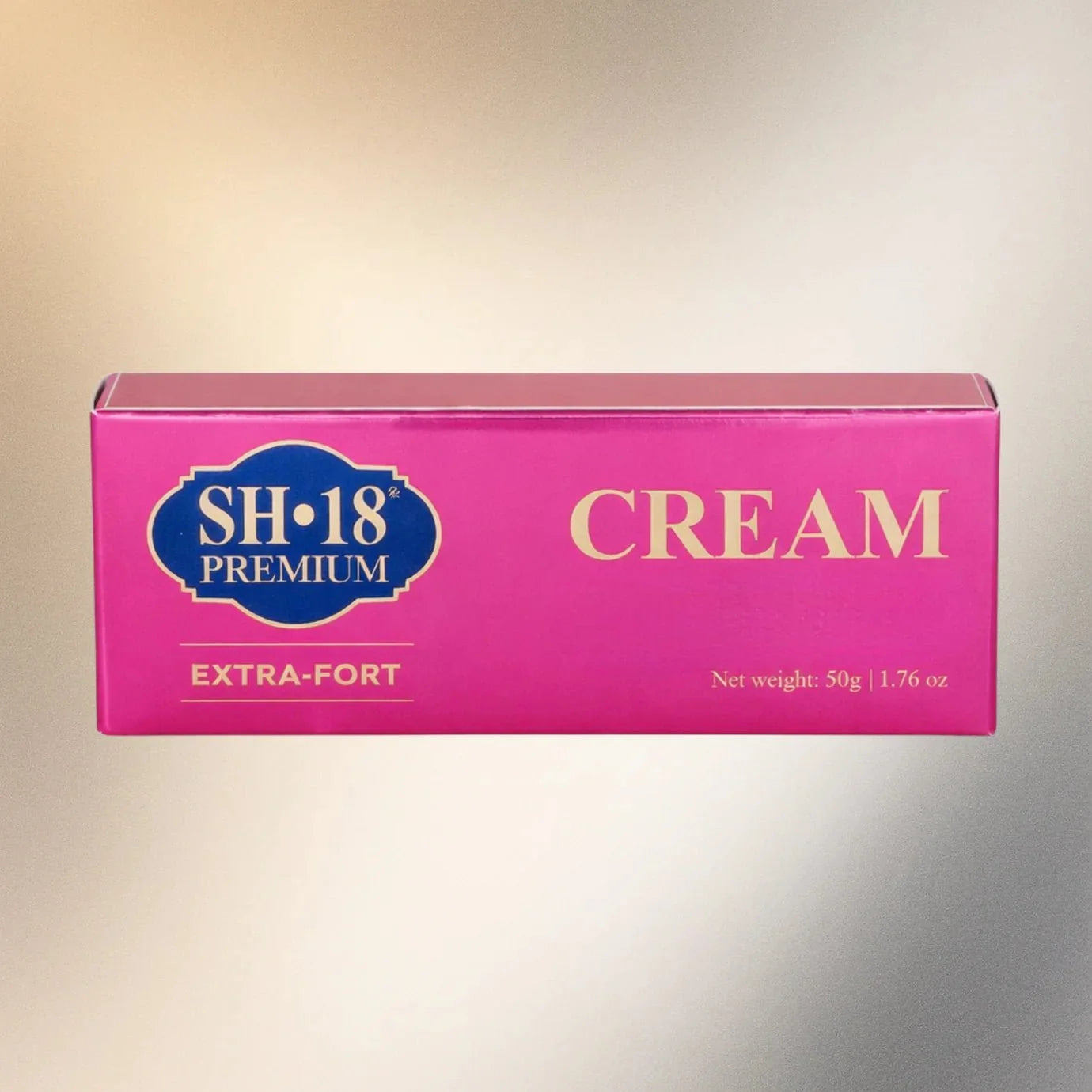SH-18 Premium Moisturizing Skin Cream in 1.76 oz jar showing smooth cream texture and packaging for nourishing skin care.