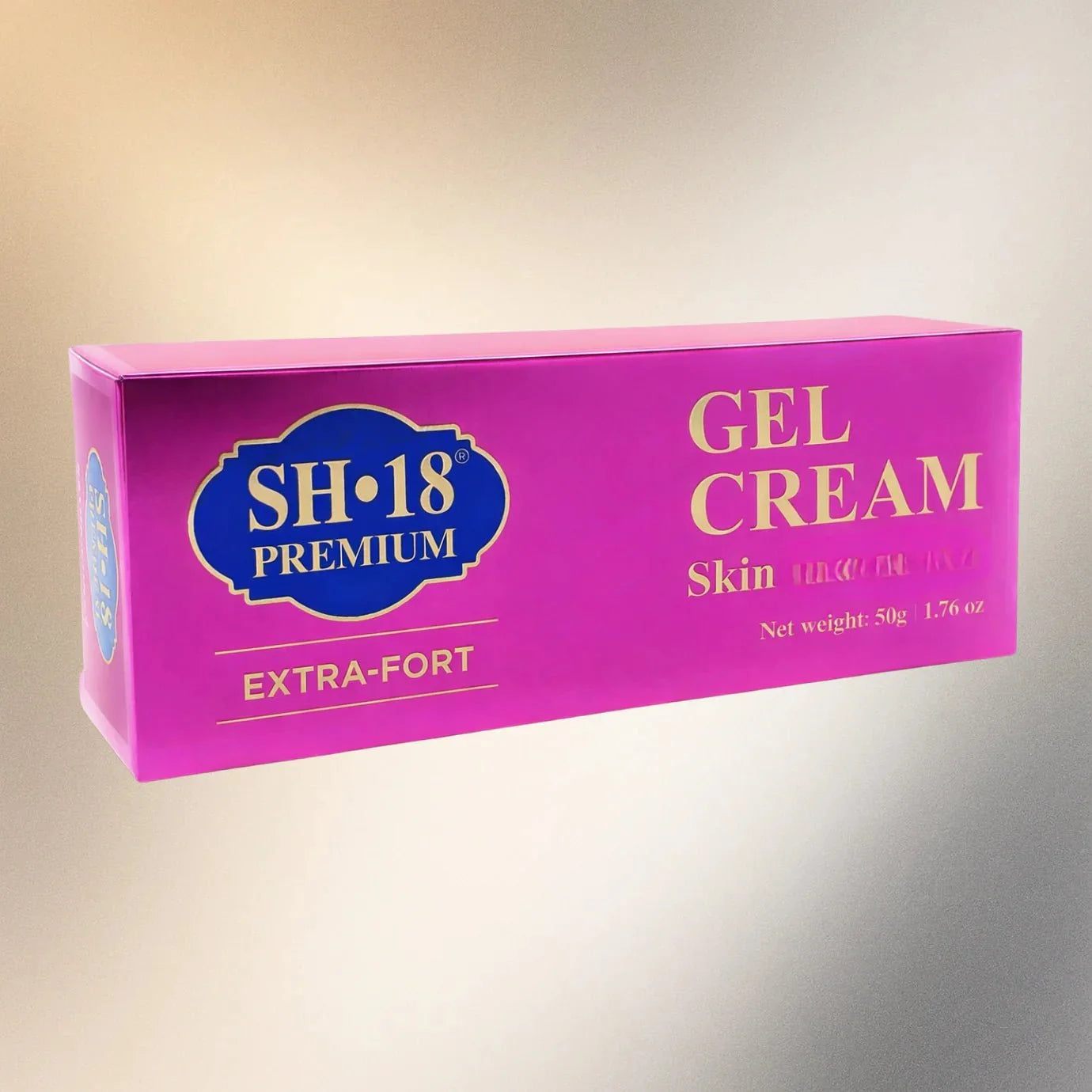 SH-18 Premium Skin Gel Cream in 1.76 oz jar, smooth moisturizing gel with a clean, fresh appearance