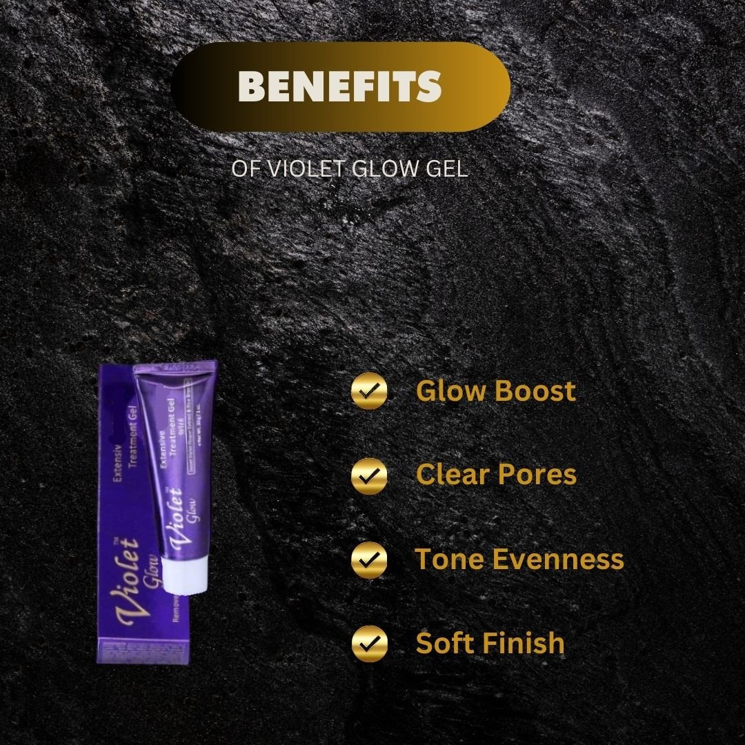 Violet Glow Extensive Gel with Sweet Violet Extract in a 1 oz jar, showcasing the gel's smooth, violet-colored texture.
