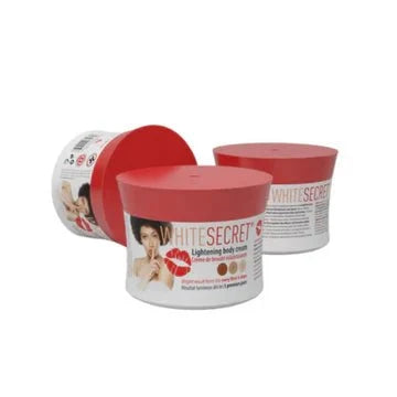 White Secret Body Cream in a 140ml jar, featuring smooth white cream for moisturizing and skin nourishment.