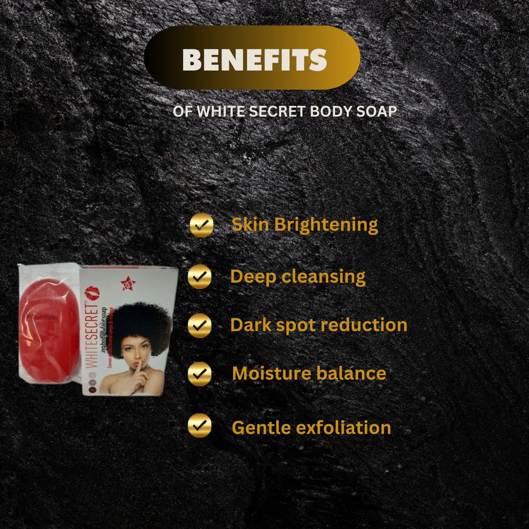 White Secret body and face soap 190g refreshing cleansing bar, smooth white soap with clean, refreshing appearance.