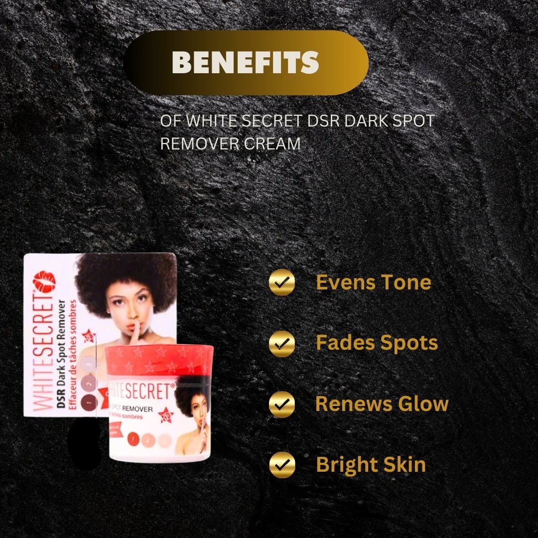 White Secret Face Cream 30ml jar showcasing smooth, even-looking skin with a clean, white container.