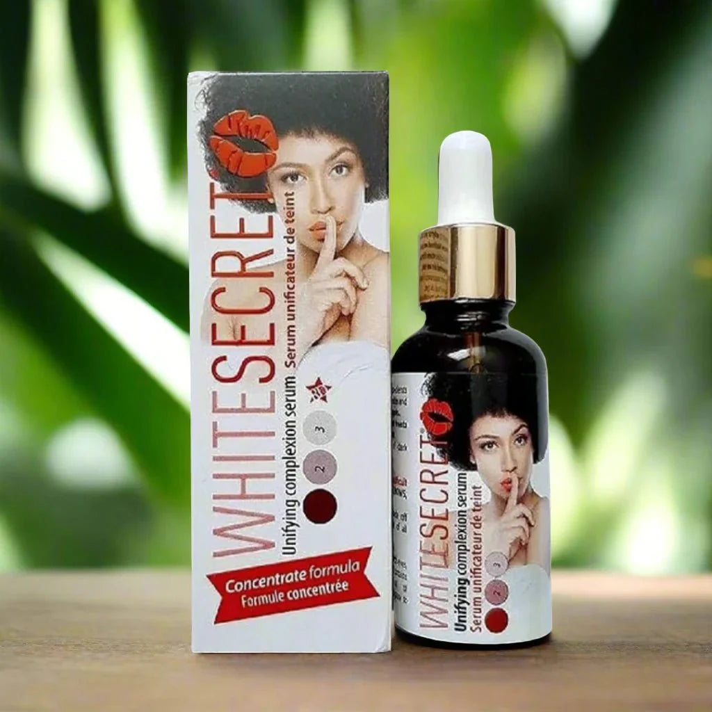 White Secret lightweight smoothing serum in a 30ml bottle, designed to enhance skin texture and provide a gentle glow.